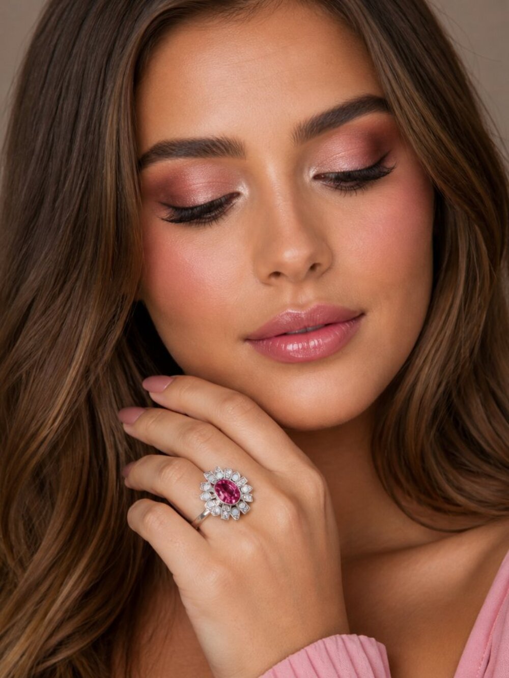 NWT 7 Charming Sisters Elegant Empire Ring Size 7 Swarovski Crystals Gift Box